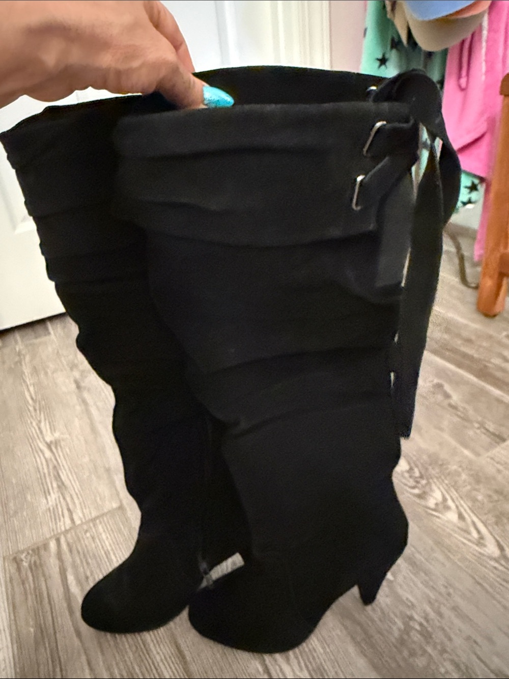 Naughty Monkey Black Women's Suede Over Knee-High Boots - Classic
